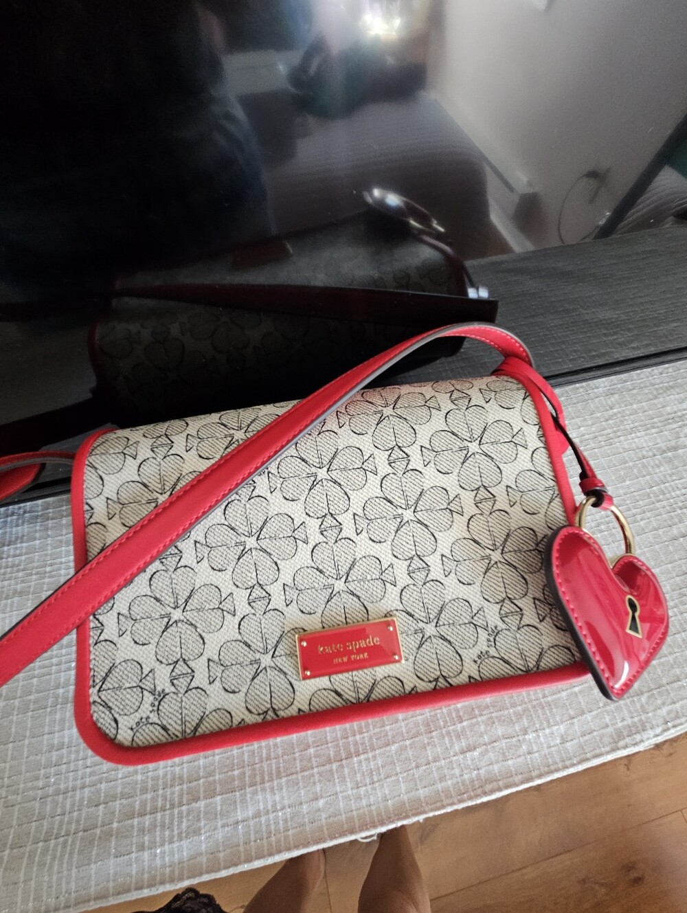 kate spade New York Liv Red Heart Charm Crossbody Bag New
